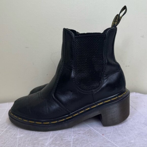 Dr. Martens Cadence Chelsea Heel Boot Black Tan Booties Leather Stretch PullOn 6 - Picture 3 of 16